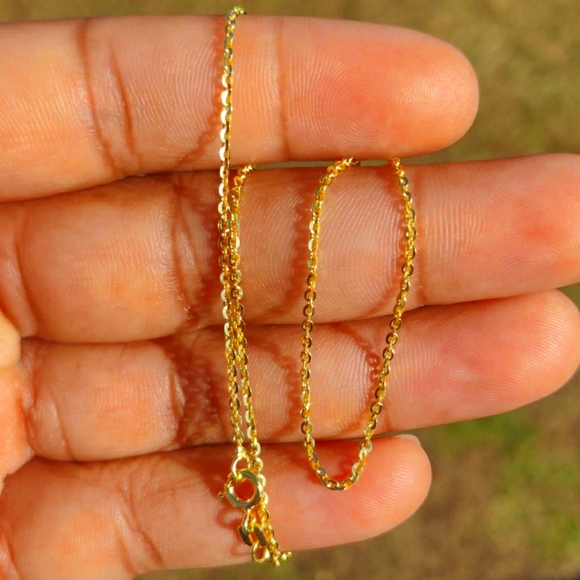 Sterling Silver 925 Gold Plated Edge Rolo DC 040 Chain 1.4mm - CH335 - Picture 1 of 2